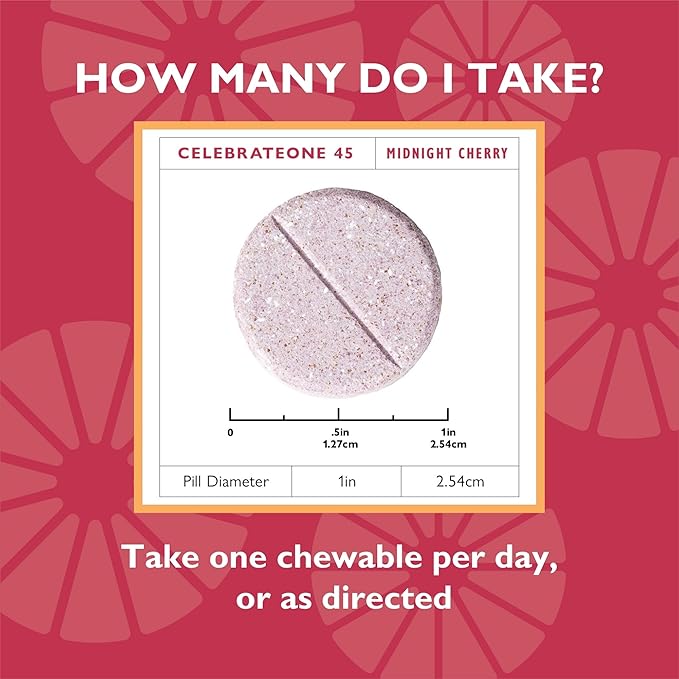 Celebrate Vitamins CelebrateONE 45 Chewables 45mg Iron - Once Daily Bariatric Multivitamin Essential Vitamins &amp Minerals - Gastric Bypass &amp Sleeve Gastrectomy Supplement - Cherry (90 Tablets