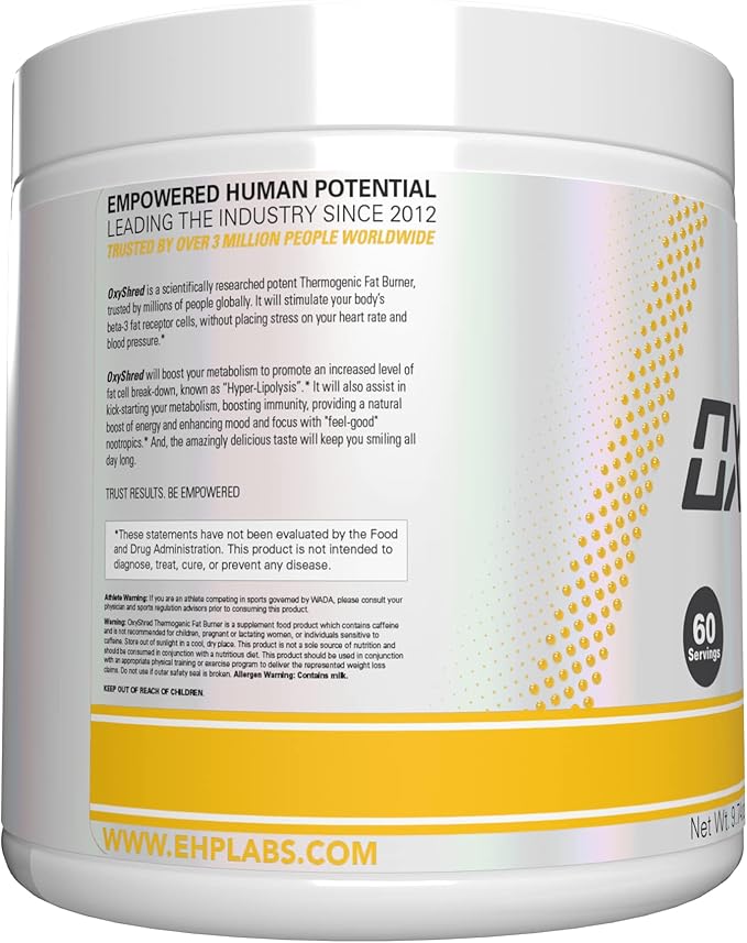 EHP Labs OxyShred Pre Workout Powder - Preworkout Powder with L Glutamine &amp Acetyl L Carnitine Energy Boost Drink - Mango 60 Servings