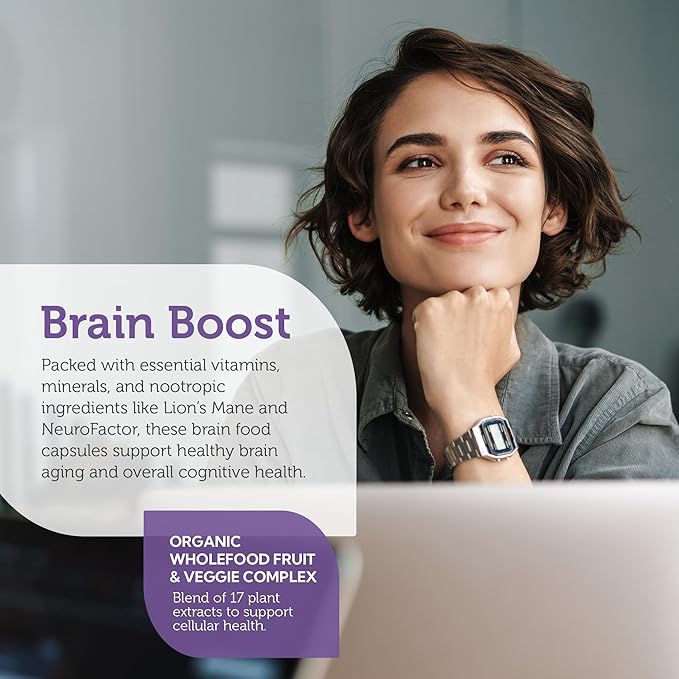Zahler - Multivitamin Brain Supplement (60 Count) Kosher Brainfood Capsules for Adults with Neuro Factor &amp Lion's Mane - Nootropic Brain Supplements for Memory Support - Focus Mental Energy Boost