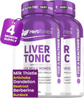 Herbtonics Liver Cleanse Detox &amp Repair | 20-in-1 Liver Detox Complex | Milk Thistle Supplement with Artichoke Dandelion Turmeric Berberine | 240 Vegan Capsules