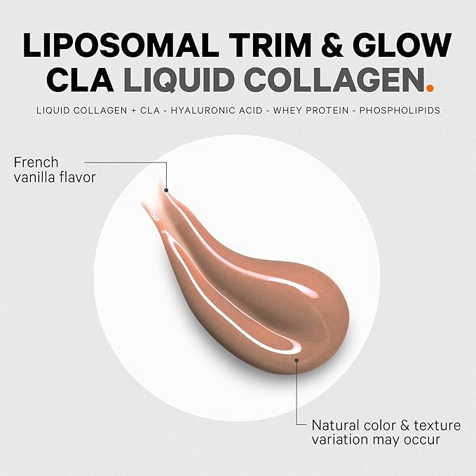 Codeage Liquid Collagen Supplement Vanilla Flavor Beauty Trim &amp Glow Liposomal Collagen Peptides CLA Conjugated Linoleic Acid Hyaluronic Acid Vitamin E Hydrolyzed Non-GMO 15.22 fl oz