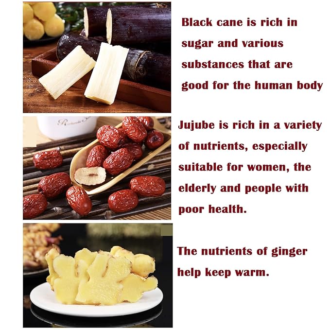 Black Sugar Ginger Jujube Tea Chinese Traditional Handmade for Brewing Tea Yunnan Dark Brown Sugars for Warming 红糖姜茶 姜枣茶 红糖 黑糖 400g/14.1oz