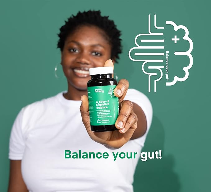 A dose of Digestive Balance-Gut Health Supplement-USDA-Kombucha 7 Probiotic Strains and Prebiotics for Microbiome-Digestive Enzymes for Digestion-Bloating Relief for Women and Men (60 Count)