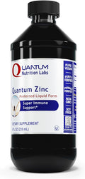 Quantum Nutrition Labs Liquid Zinc Supplement Drops - Zinc Sulfate Tincture for Adults 25mg per Serving Metabolic Function &amp Immune Support - 8 Fl Oz Bottle