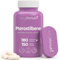 Pterostilbene Supplement 150mg Elevate Cellular Energy 180 Vegan Capsules 3 Month Supply Pure Organic Pterostilbene Extract Made in USA Non GMO Clean Label Easy Swallow Antioxidant Support