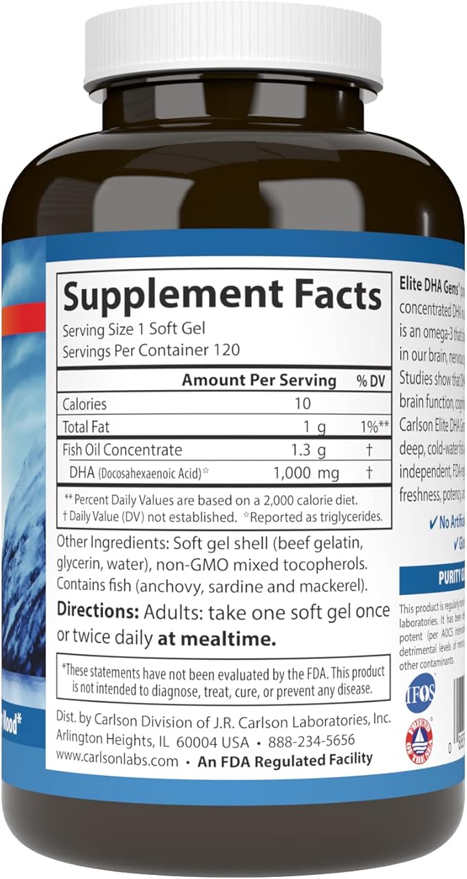 Carlson Laboratories Elite DHA Gems 120 Count