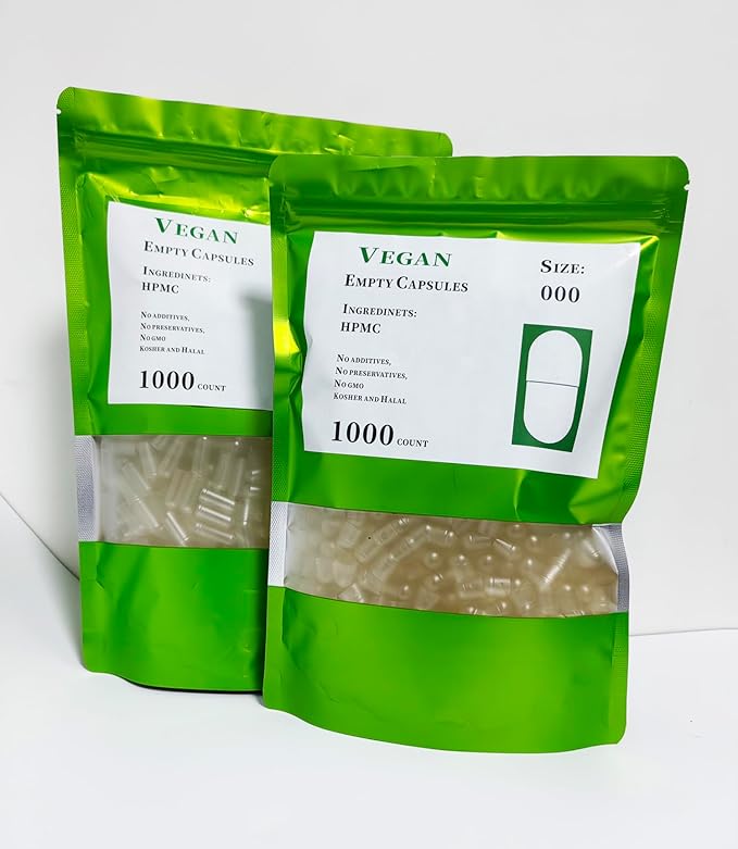 000Empty Capsules-Colorless Vegan Capsules Separated -Halal Vegetable Empty Capsule Sehlls-1000 Count