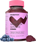 Wondermoon Magnesium Glycinate Gummies for Women with Vitamin D3 B6 Vitamin E Zinc &amp Potassium Blueberry Flavor 60 Gummies