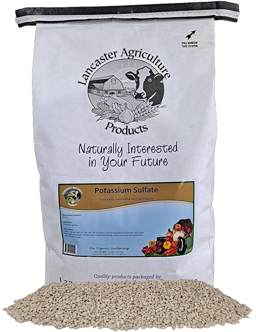 Potassium Sulfate 20 Pounds for Vegetable Gardens - Essential Nutrient for Plant Growth Soil Enrichment and Crop Yield Optimization - Lancaster Agriculture Products