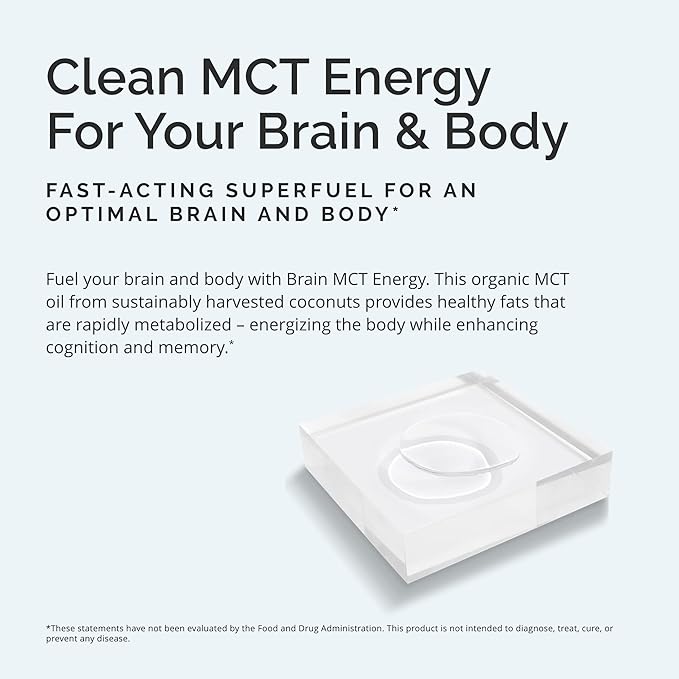 BRAINMD Dr Amen Brain MCT Energy - 16 fl oz - Energy Support for Brain &amp Body - Improves Focus &amp Satiety - Clean &amp Fast Acting - Gluten Free - 31 Servings