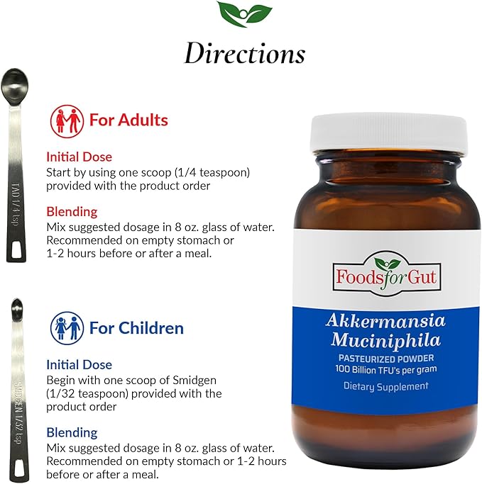Foods For Gut Akkermansia Muciniphila Pasteurized Powder 100 Billion TFU/g | Direct from Manufacturer | No Third-Party Storage | Digestive &amp Immune Support | High Potency | 100 Gram (3.52 Oz)