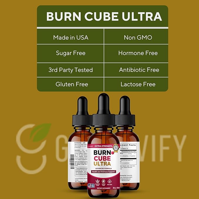 Burn Cube Ultra Extra Strength Advanced Formula Health and Wellness Support 60 Servings 2 fl oz Liquid Drops (2)