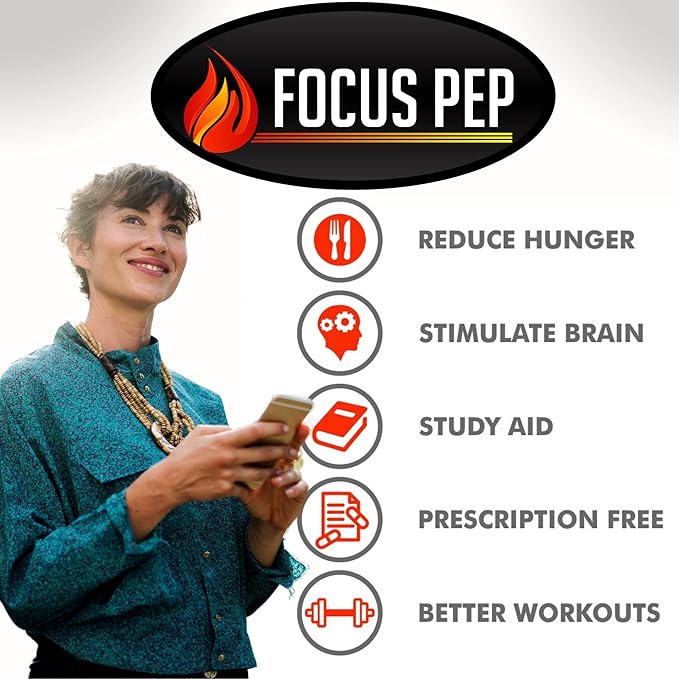 Focus Pep- Over The Counter Stimulants to Speed Up Naturally | Study Alternative and Best Energy Supplements for Nootropic Brain Boosting 60 Pills