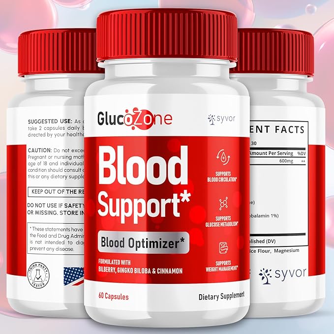 (2 Pack) GlucoZone Capsules Official GlucoZone Blood Support Pills with All Natural Ingredients Advanced Formula Blood Optimizer Supplement with Max Strength Vitamins for Women &amp Men (120 Capsul