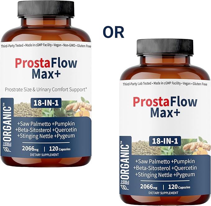 Men’s Prostate Health &amp Urinary Comfort Support with Saw Palmetto Stinging Nettle &amp Beta-Sitosterol | Supports Prostate Size &amp Flow | Third-Party Tested Vegan Non-GMO Gluten-Free 120