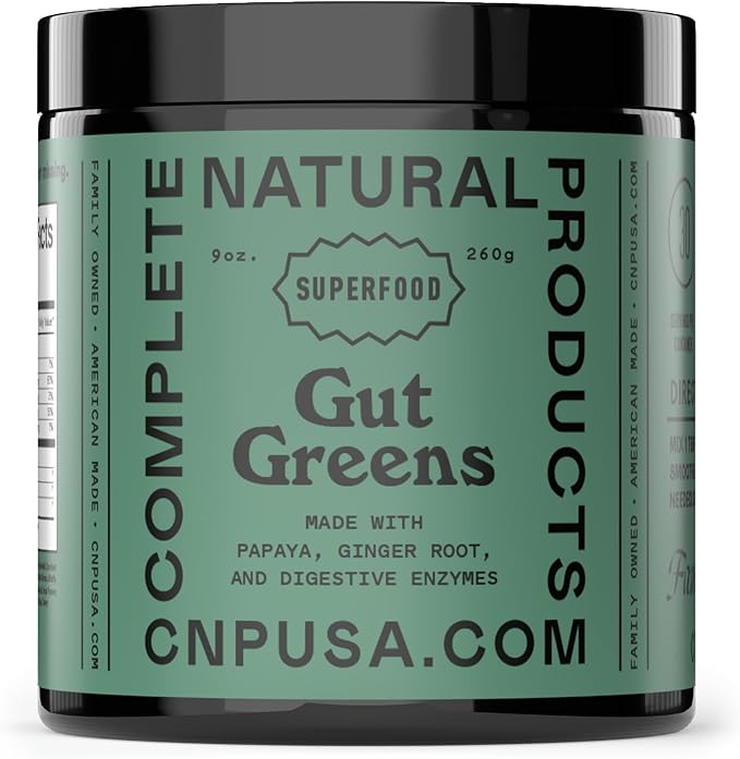 Gut Greens Superfood Powder Formula Supplement - Amazing Raw Digestive Enzyme Supplements Grass Mix 9oz 30 Servings