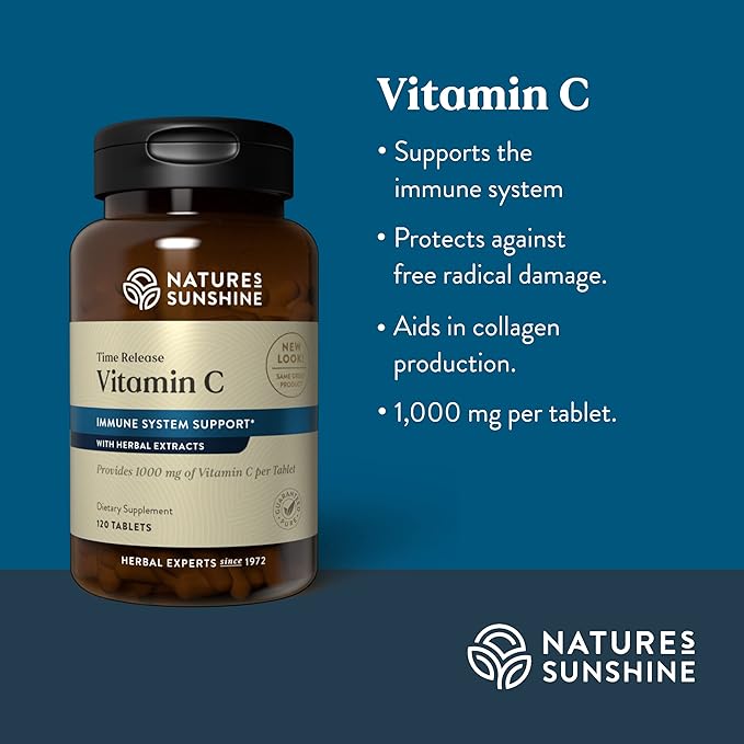 Natures Sunshine Vitamin C Time Release 1000 mg 120 Tablets | Supports the Immune System and Quench Dangerous Free Radicals