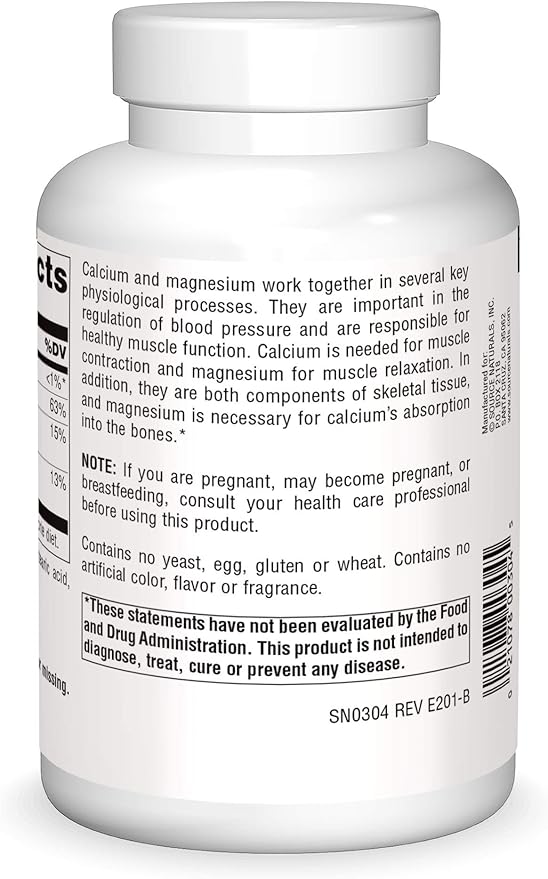 Source Naturals Calcium &amp Magnesium Amino Acid Complex with Vitamin D-3 300 MG - 250 Tablets