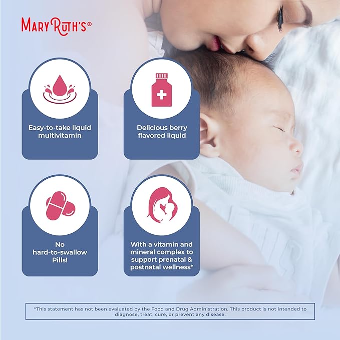 MARYRUTH'S Postnatal &amp Prenatal Vitamins for Women | Sugar Free | Selenium | Folate | Vegan | Non-GMO | Gluten Free | 32oz