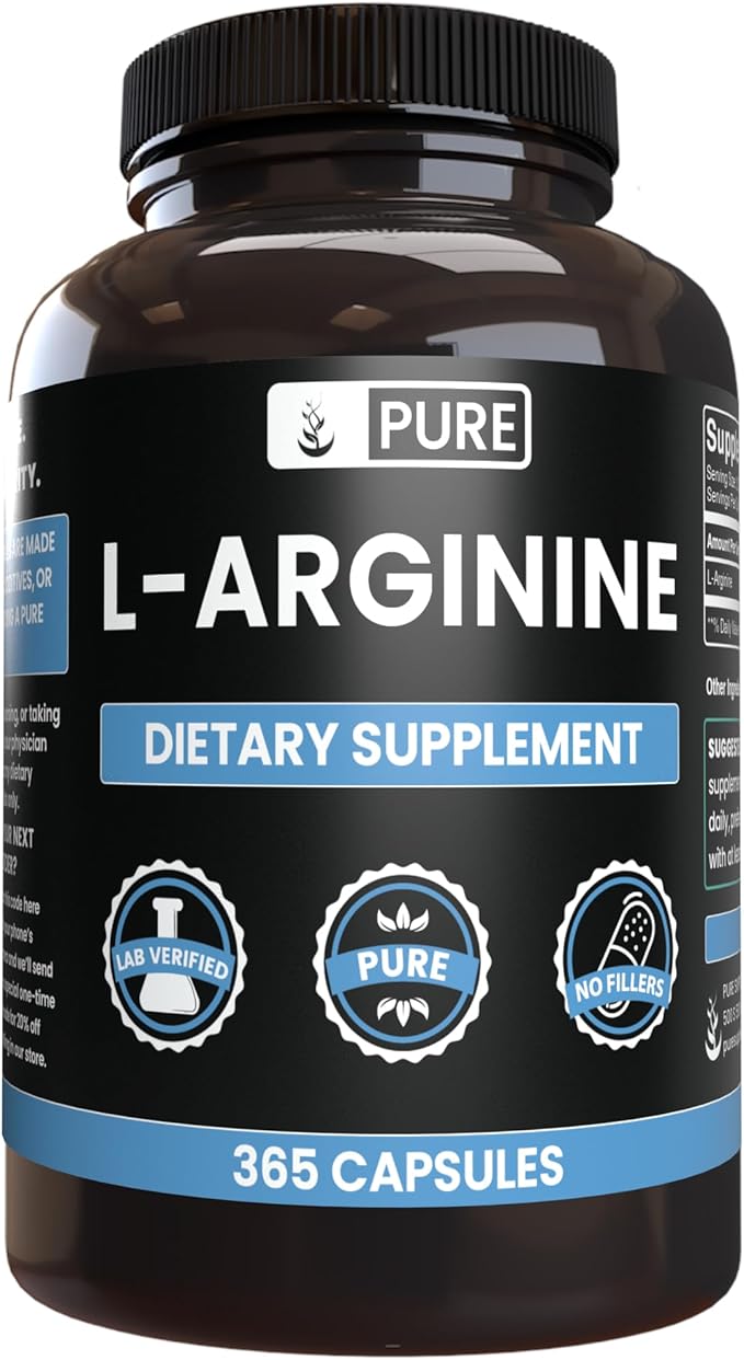 Pure Original Ingredients L-Arginine (365 Capsules) No Magnesium Or Rice Fillers Always Pure Lab Verified