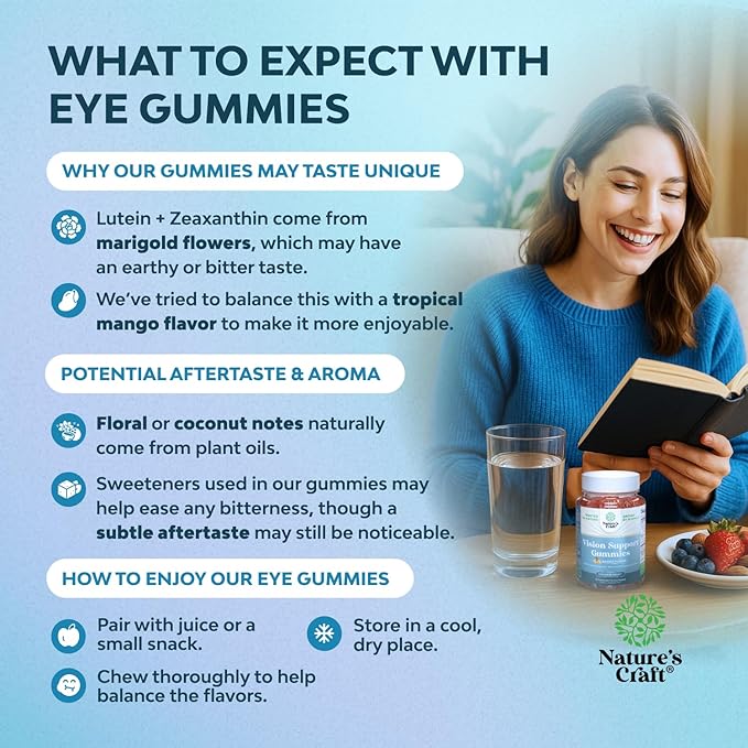 Zeaxanthin Plus Lutein Gummies for Adults - Potent Eye Vitamins for Vision and Blue Light Protection - Daily Gummy Lutein Eye Health Supplements for Adults Dry Eyes and Eye Strain Support - 90 Count
