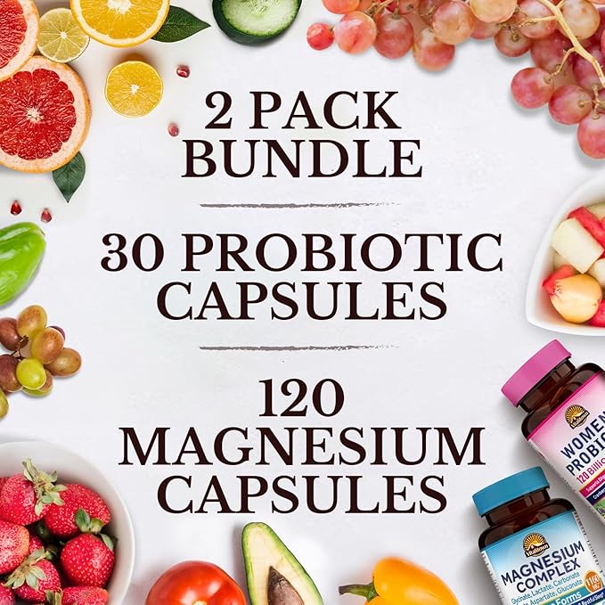 Vitalitown Probiotic + Magnesium Bundle (Pack of 2) | Women's Probiotics (Item 1) &amp Magnesium Complex (Item 2) | 30 Probiotic Capsules &amp 120 Magnesium Capsules