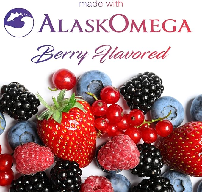 (5 Pack) Smarter Omega 3 Fish Oil Berry Flavor Burpless Tasteless 2000mg Potent Triple Strength DHA EPA Brain Omega-3 Made with AlaskOmega®