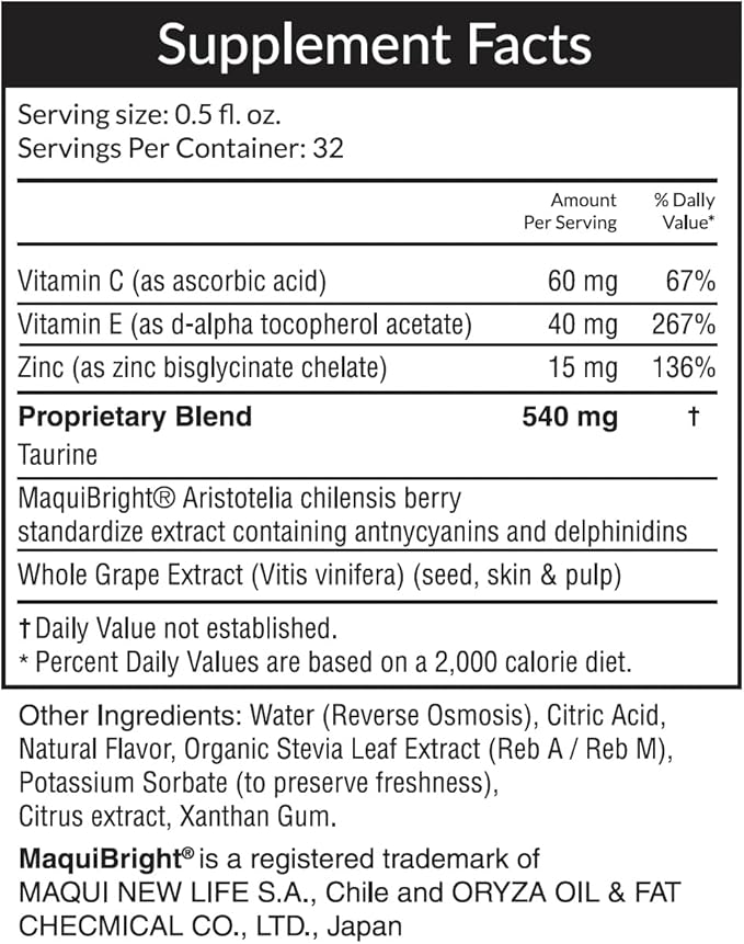 Passion 4 Health Liquid Eye Vitamins - Natural Vision &amp Adult Eye Care Supplement - Premium Support with Maqui Berry Extract Gluten-Free Non-GMO No Sugar - 30-Day Supply Made in USA