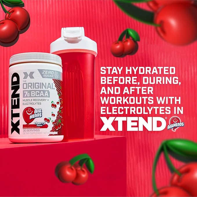 Xtend Original BCAA Powder Airheads Candy Flavor7g BCAA and 2.5g L-GlutamineSugar Free Post Workout Muscle Recovery Drink with Amino Acids for Men &amp Women30 Servings(Pack of 2)