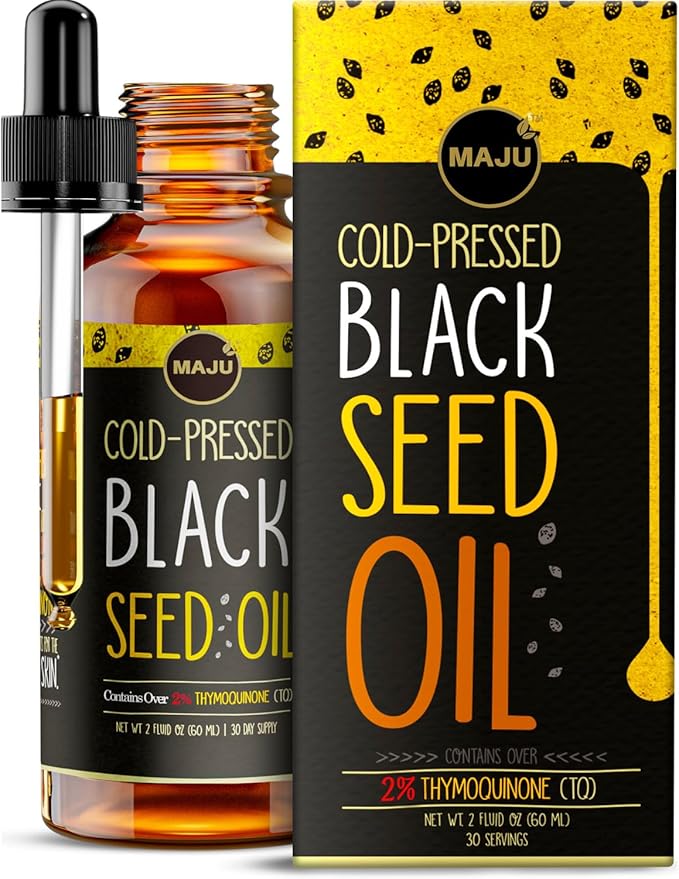 Maju Superfoods Black Seed Oil - 3 Times TQ Cold-Pressed Travel Size 100% Turkish Black Cumin Seed Oil Liquid Pure Blackseed Glass Bottle 2 Oz