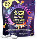 1300MG Beef Organ Supplement for Women 100% Grass Fed Beef Liver Uterus Ovary &amp 3 More Bovine Organ Capsules for Supports Women's Overall Endocrine Balance Energy Immunity 60 Days