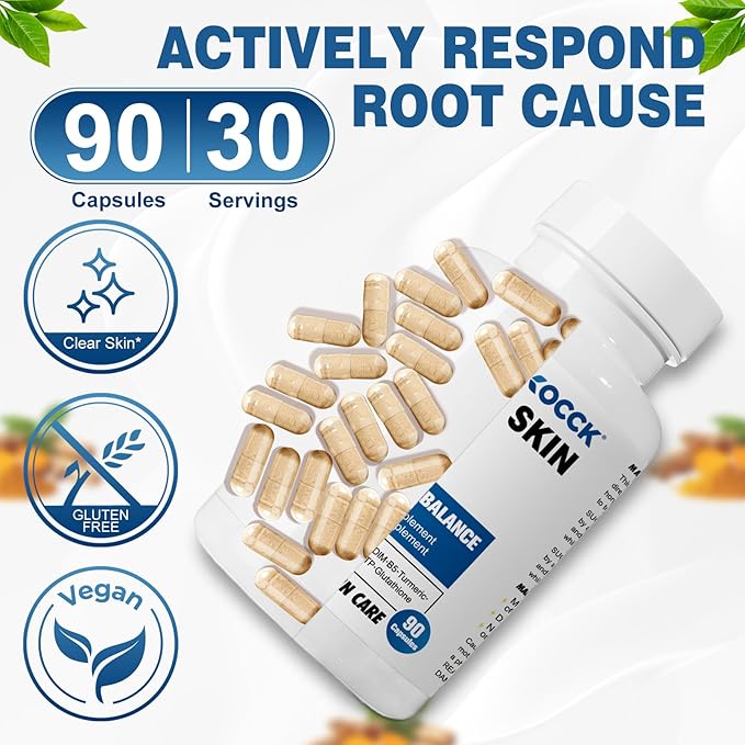 Hormonal Acne Treatment Clear Skin Supplement 5-HTP Nature DIM Supplement Skin Care Vitamins Hormone Balance Daily Using 2 Capsules 90 Capsules. (Milk)