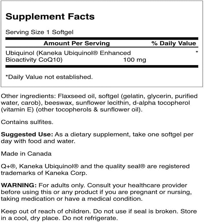 Swanson Ubiquinol 100 Milligrams 60 Sgels