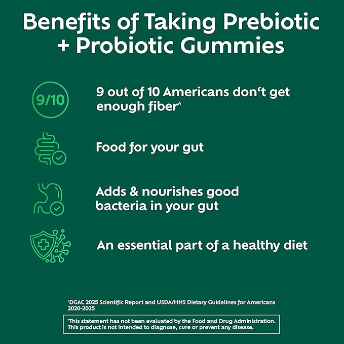 Benefiber Prebiotic GLP-1 Friendly Fiber Supplement Gummies with Probiotics for Digestive Health Assorted Fruit Flavors - 50 Count