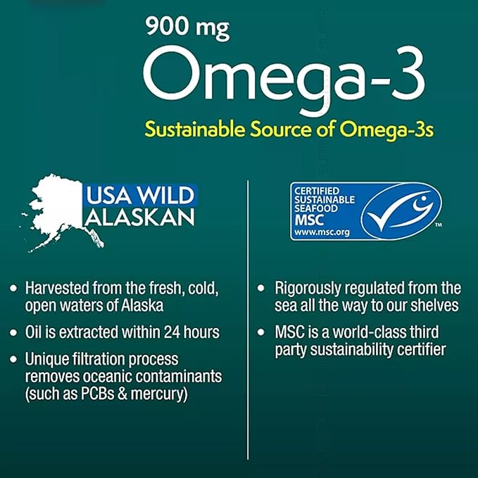 Members Mark Omega 3 Fish Oil (150 Count.) 900 mg – Wild Alaskan MSC-Certified Sustainable Supports Heart &amp Brain Health No Fishy Aftertaste