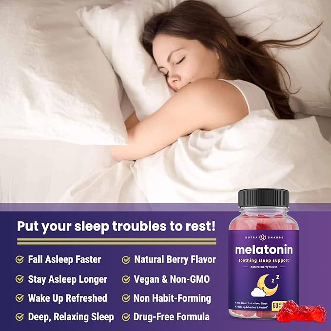 Melatonin Gummies for Kids &amp Adults | Natural Sleep Aid Drug-Free Vegan Berry Flavor Kids Melatonin Gummy Supplement | 2.5mg 5mg or 10mg Dose | Sleeping Pills Substitute 60 Gummies (Pack of 2)
