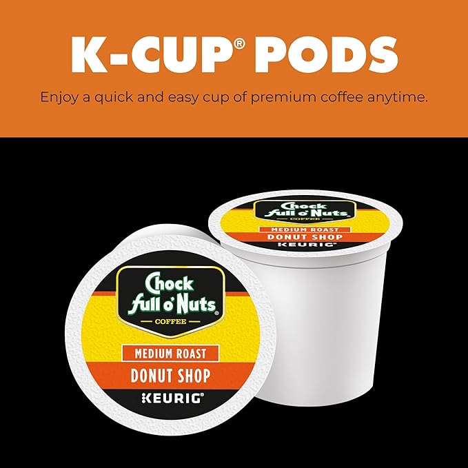 Chock Full o' Nuts Heavenly Hazelnut Keurig K-Cup Pods for Keurig Brewers – Premium Arabica Medium Roast – Single Serve – 2 Pack of 12 K-Cup Pods