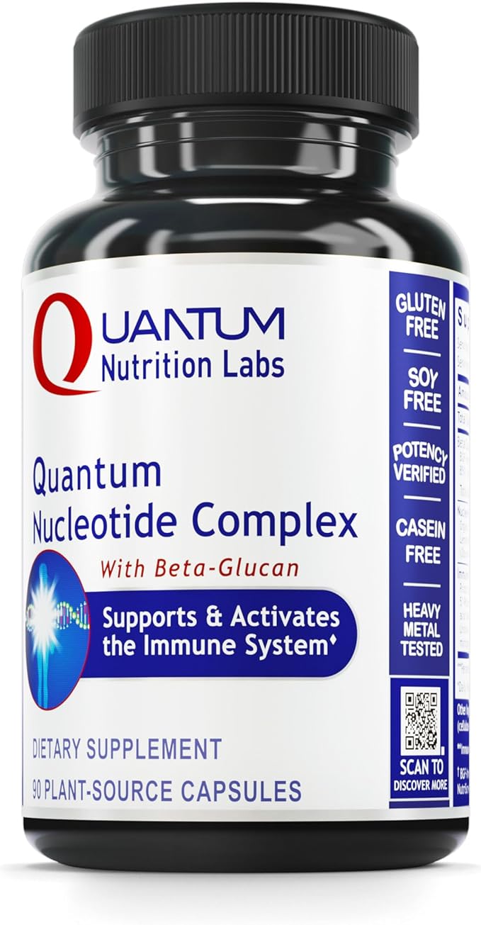 Quantum Nutrition Labs Quantum Nucleotide Complex - Beta Glucan Immune Support Supplement with Yeast Nucleotides &amp Reishi 400 mg 13 Beta-Glucan Per Serving - 90 Vegetarian Capsules