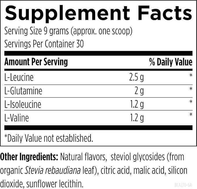 Designs for Health BCAA Powder with L-Glutamine - Branched Chain Amino Acids Powder + L-Glutamine Supplement to Support Muscles + Workouts - Orange Flavored Drink Mix (30 Servings / 270g)
