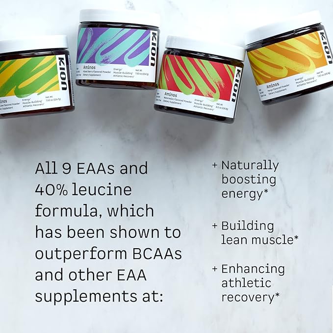 Kion Aminos Essential Amino Acids Powder - Amino Acid Nutritional Supplements Aminos Powder Essential Amino Energy No Caffeine EAAs Amino Acids Powder BCAA EAA - 30 Servings Mango