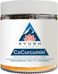 Ayush Herbs CoCurcumin - Turmeric Powder Curcumin Powder with Black Pepper CoQ10 MCT Oil for Glowing Skin Joint Muscle and Gut Health - 4.2 Oz Jar (30 Servings)