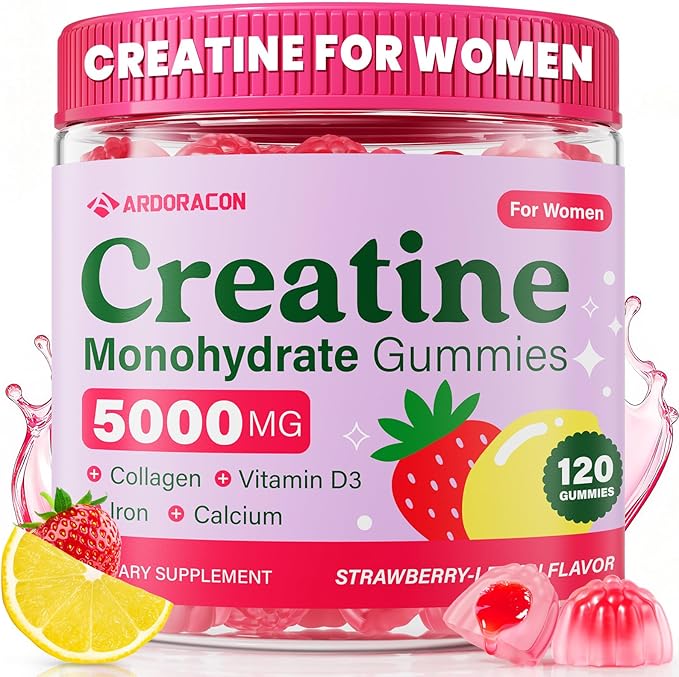 Creatine for Women Creatine Monohydrate Gummies with Collagen Vitamin D3 &amp Calcium for Muscles Booty &amp Energy Flavored Sugar Free Creatine Gummies Post &amp Pre Workout Supplements for Wo