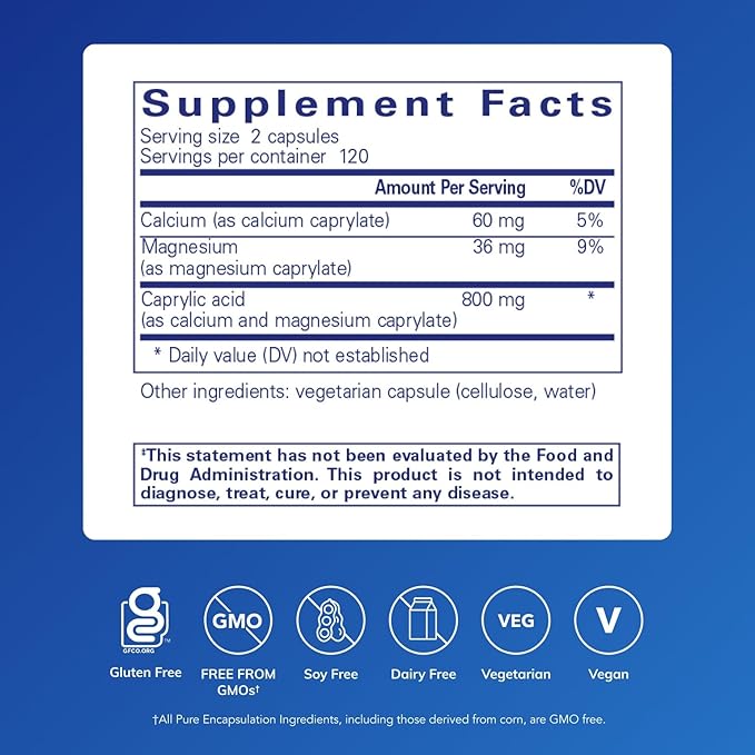 Pure Encapsulations Caprylic Acid | Supplement for Gut and Digestive Health GI Balance Gastrointestinal Support and Intestinal Health* | 240 Capsules