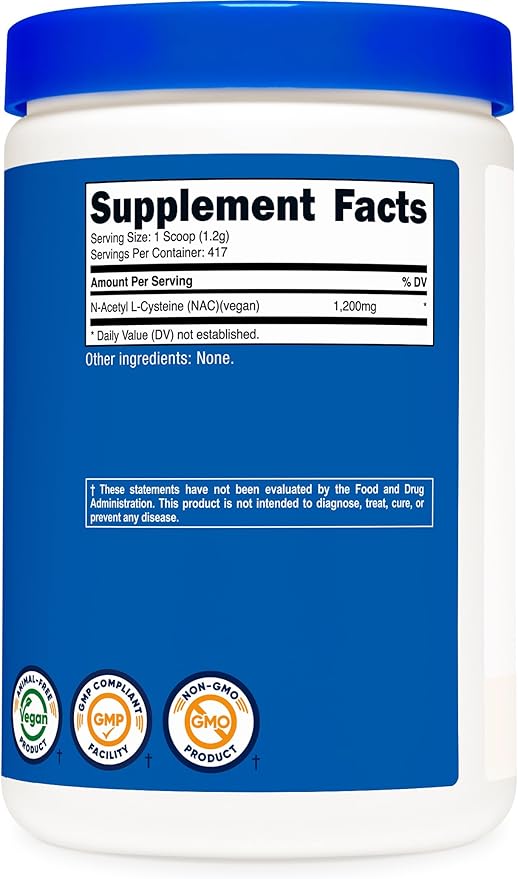 Nutricost N-Acetyl L-Cysteine (NAC) Powder 500 Grams - Vegan NAC Non-GMO Gluten Free