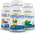 Natural Cure Labs Lysine with Monolaurin Immune Support Androgrpahis Bundle