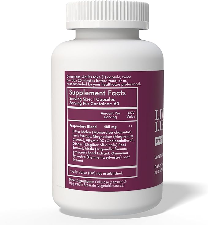 Liver Detox &amp Cleanse | Herbal Liver Support | Liver Supplement Includes Bitter Melon Ginger Methi Vitamin D3 Magnesium &amp More | Premium Liver Cleanse for Men &amp Women | 60 Ct