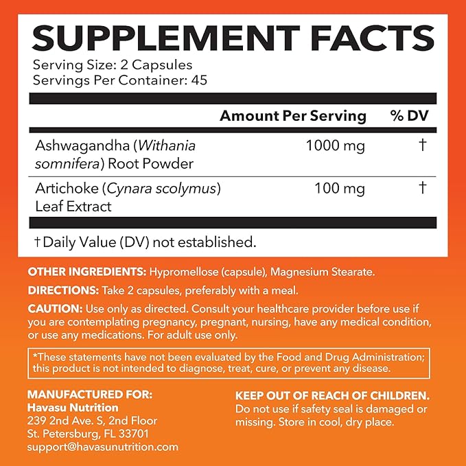HAVASU NUTRITION High Strength Ashwagandha Supplement Capsules (45 Servings) &amp French Maritime Pine Bark Extract Capsules (30 Servings)