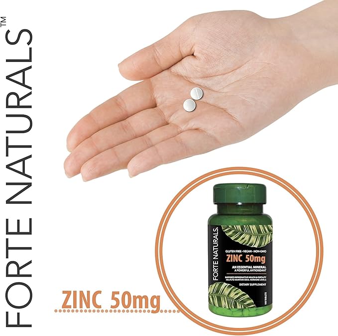 Zinc 50mg (60 Tablets) Specially Formulated for Sensitive Stomach Immune Support Skin &amp Hair Vegan Zinc Supplement Non-GMO Made in USA