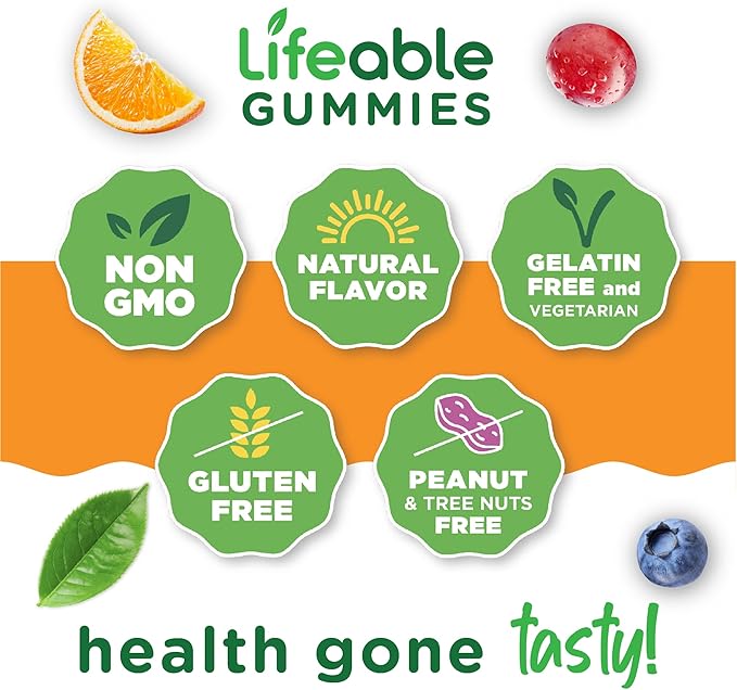 Lifeable Vitamin E Gummies | 400 IU | Great Tasting Vitamin E Supplements | Skin Eye Health and Immune Function Support | VIT E for Adults Men Women | 90 Gummies