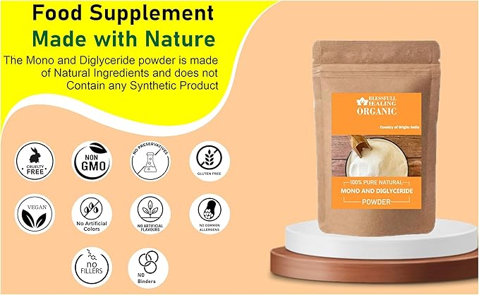 Blessfull Healing Organic Mono And Diglyceride Powder 100% Pure Natural 300 Gram / 10.58 oz
